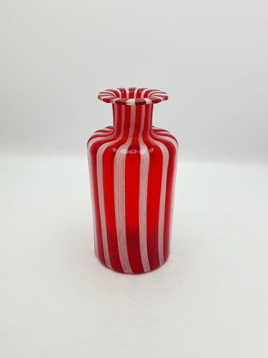 Stunning Murano Red & White Ribbon Glass Carafe – circa 1960