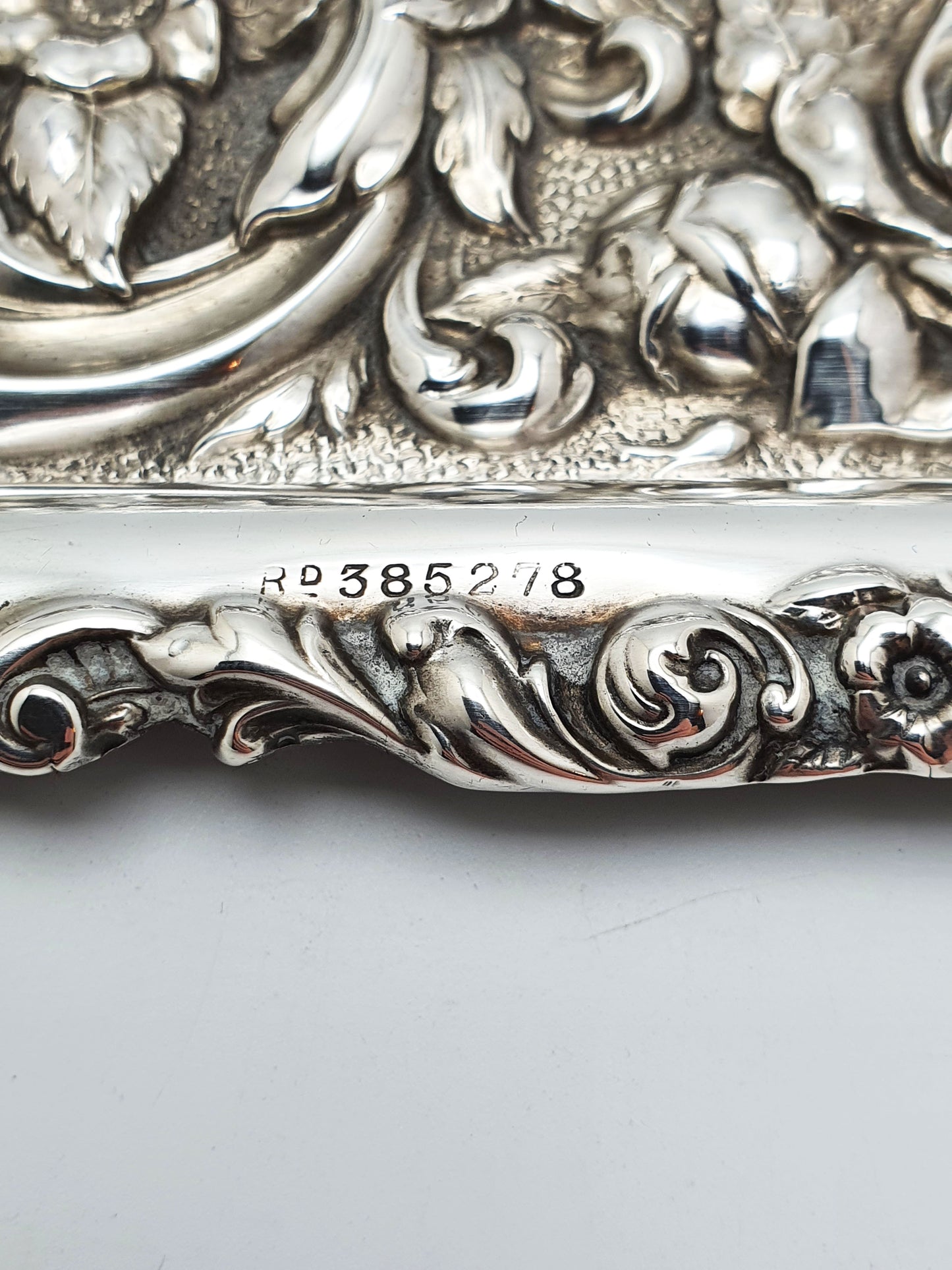 Gorgeous Antique Edwardian Sterling Silver Tray - Rococo Floral Repoussé - 1906