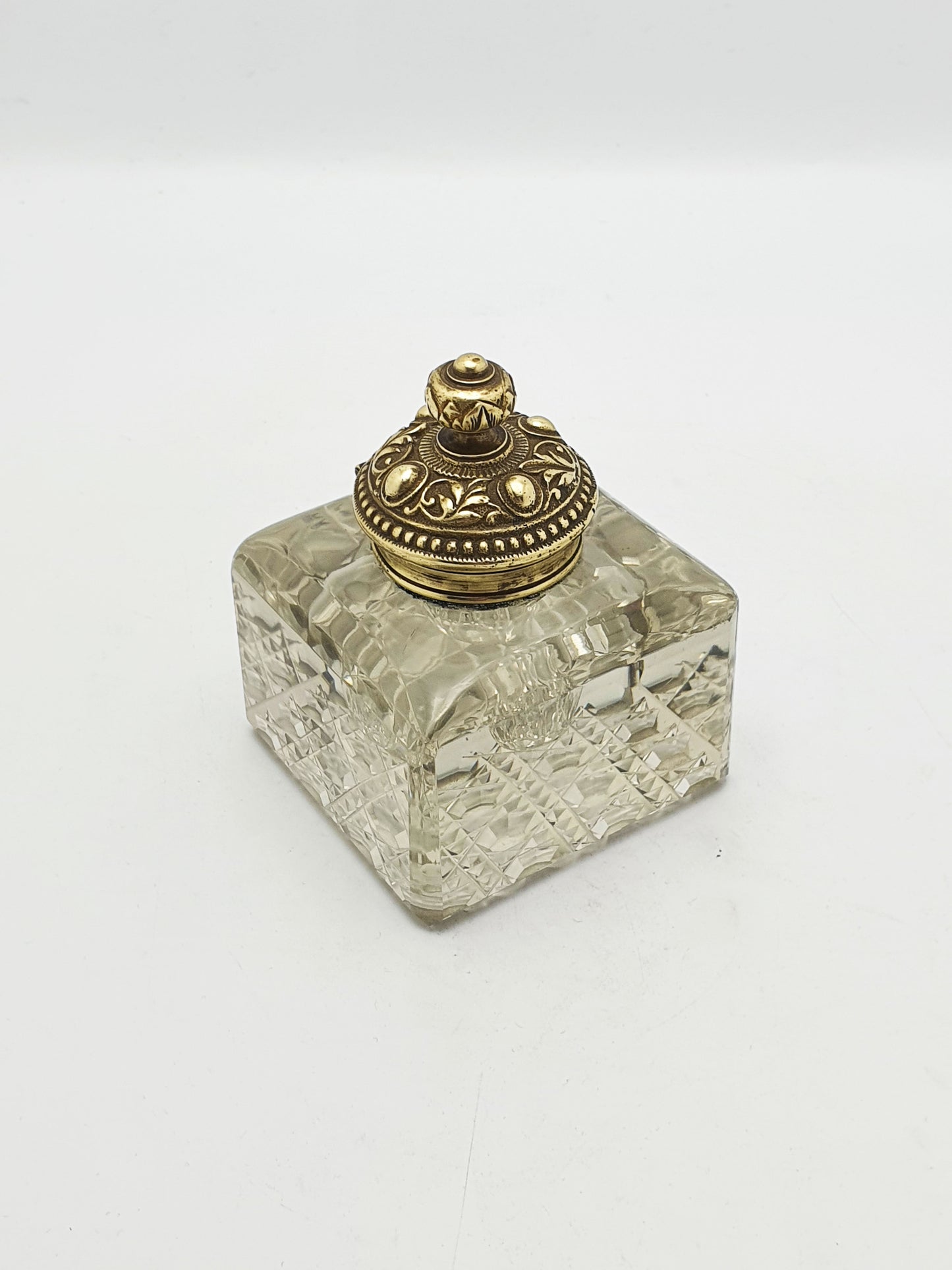 Lovely Antique Victorian Grand Tour Brass & Cut-Glass Inkwell – circa 1890
