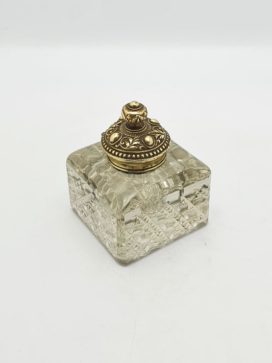 Lovely Antique Victorian Grand Tour Brass & Cut-Glass Inkwell – circa 1890