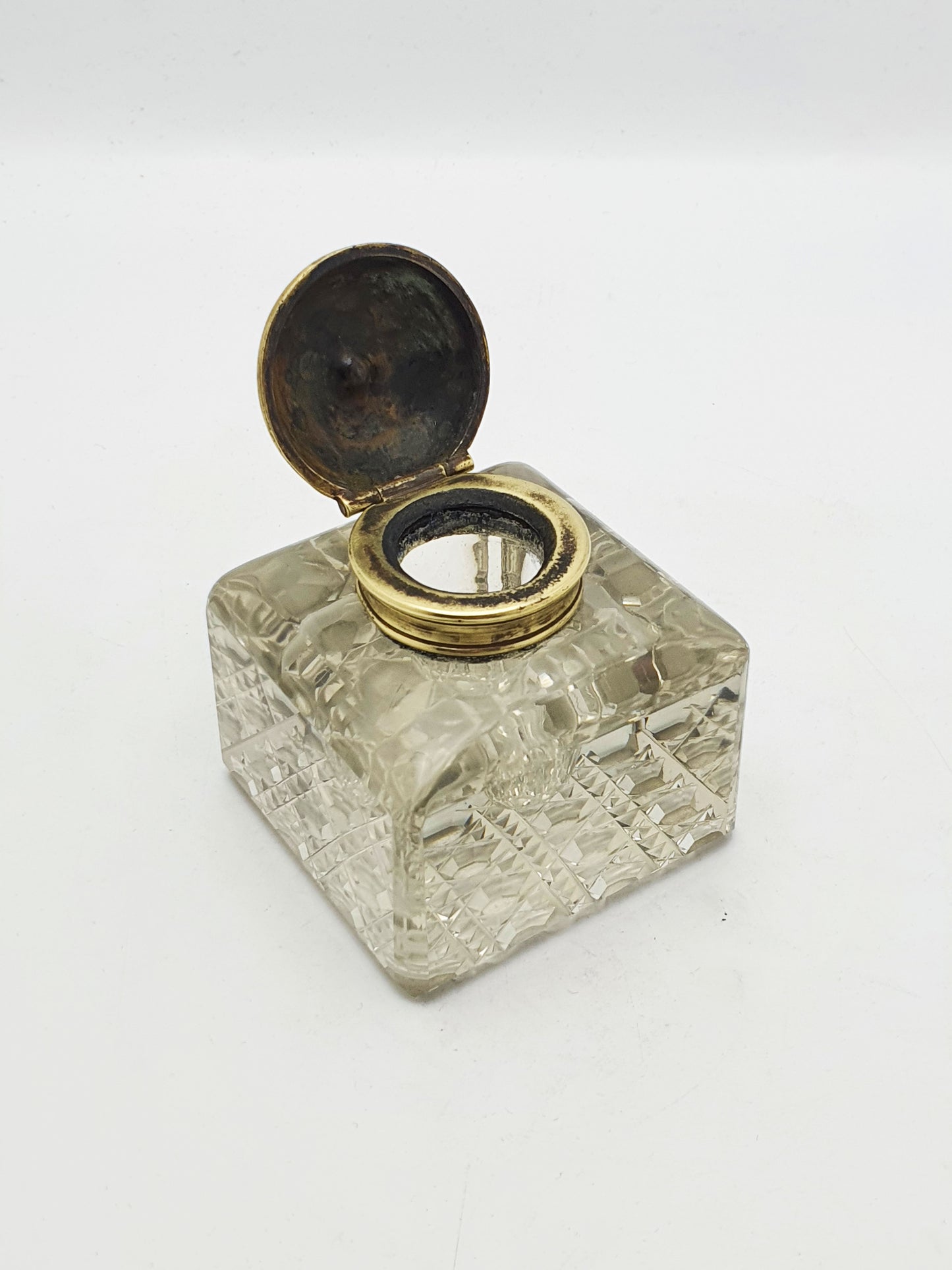 Lovely Antique Victorian Grand Tour Brass & Cut-Glass Inkwell – circa 1890