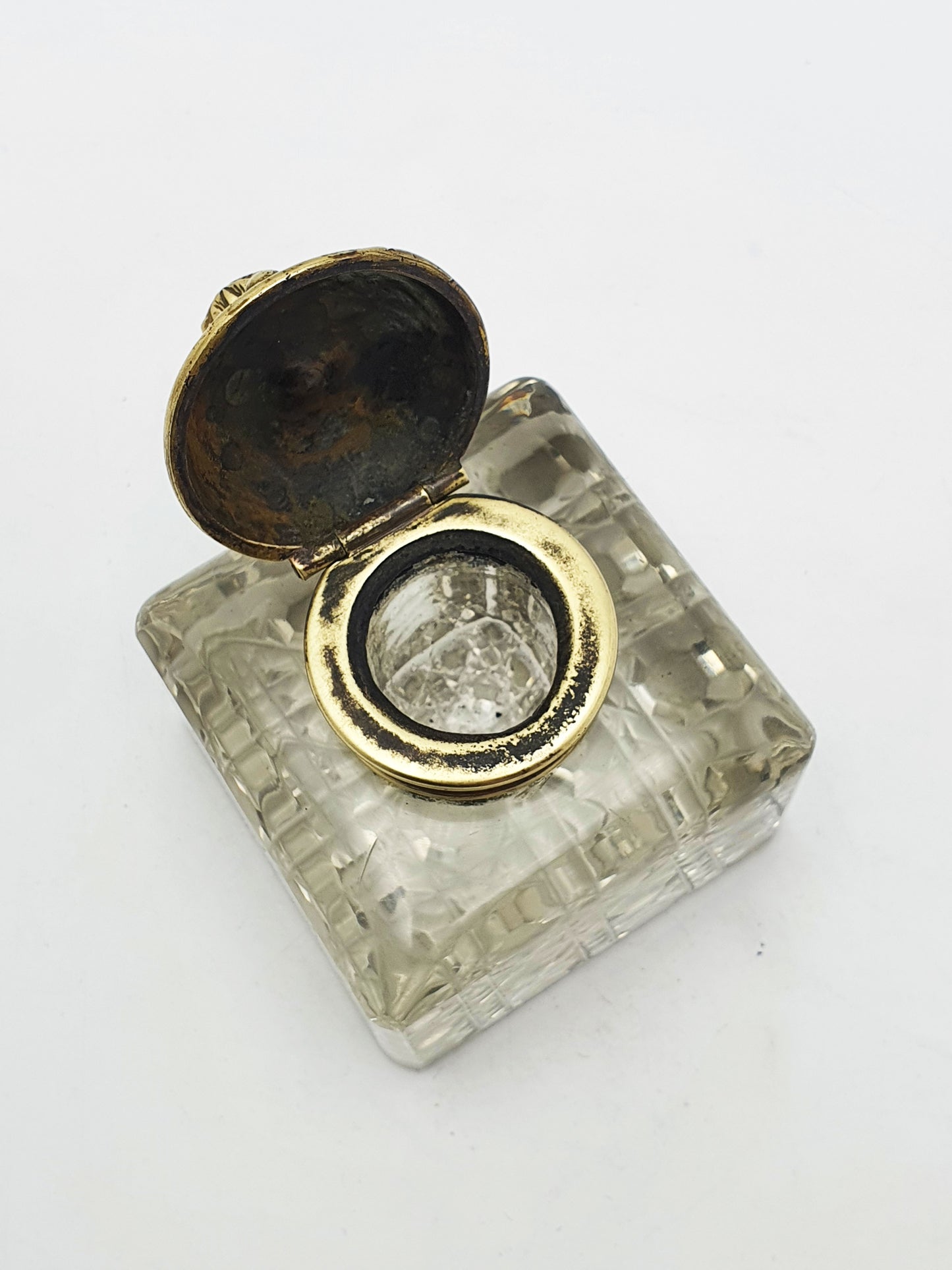 Lovely Antique Victorian Grand Tour Brass & Cut-Glass Inkwell – circa 1890