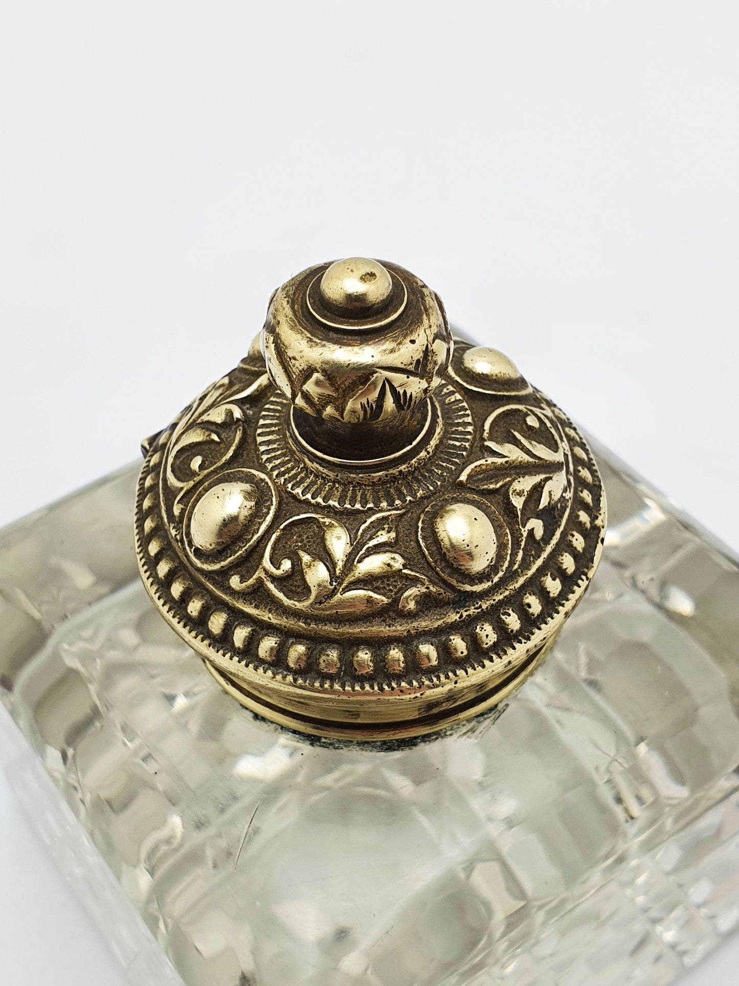 Lovely Antique Victorian Grand Tour Brass & Cut-Glass Inkwell – circa 1890