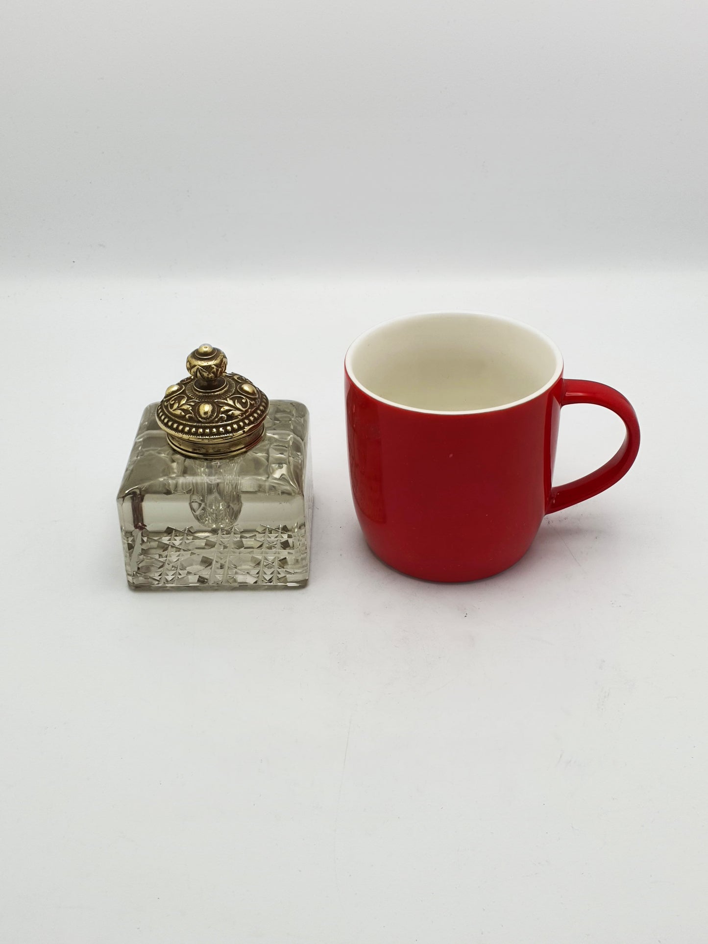 Lovely Antique Victorian Grand Tour Brass & Cut-Glass Inkwell – circa 1890