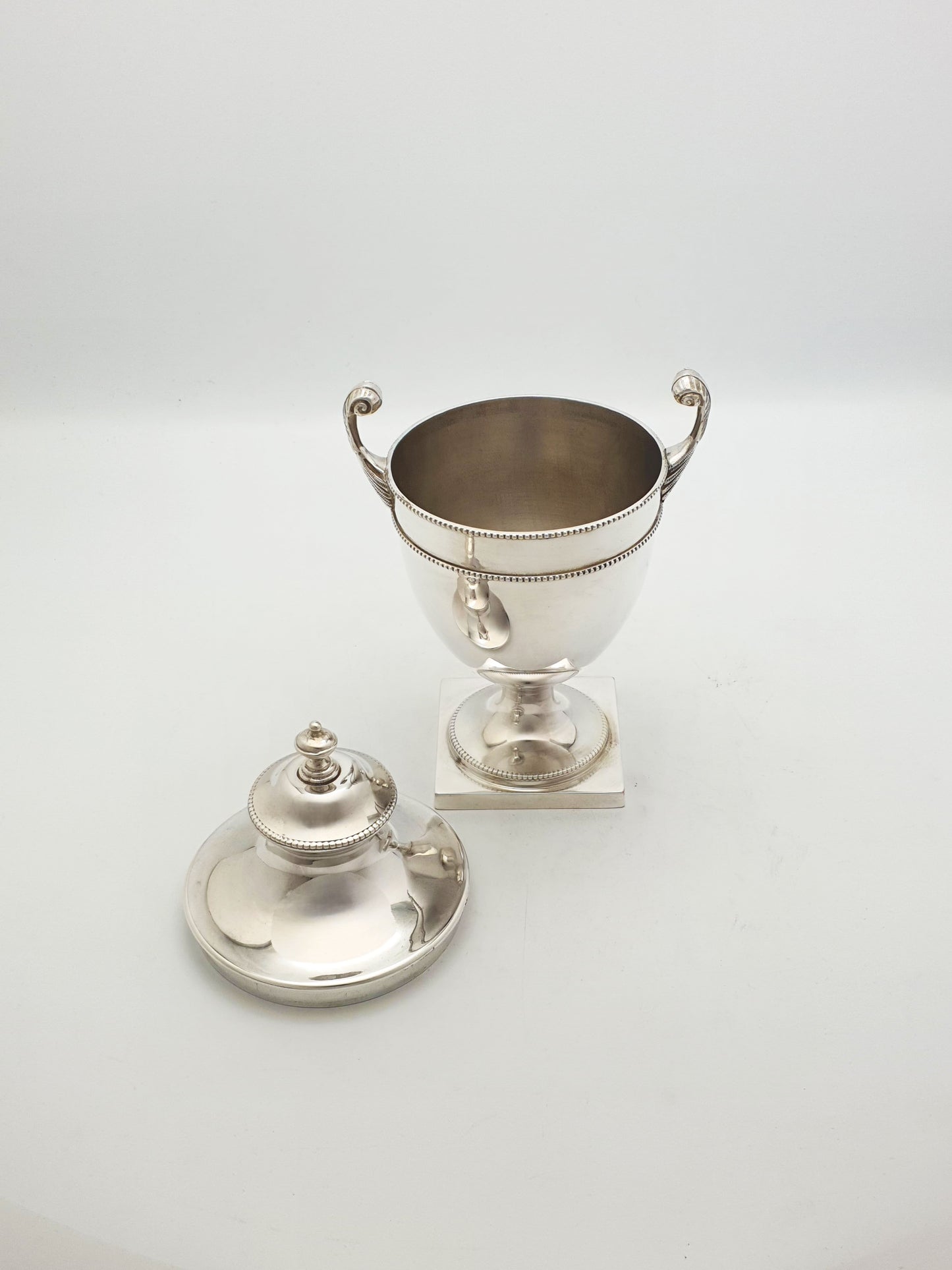 Antique Edwardian Silver-Plated Neoclassical Urn Style Tea Caddy with Spoon – circa 1905