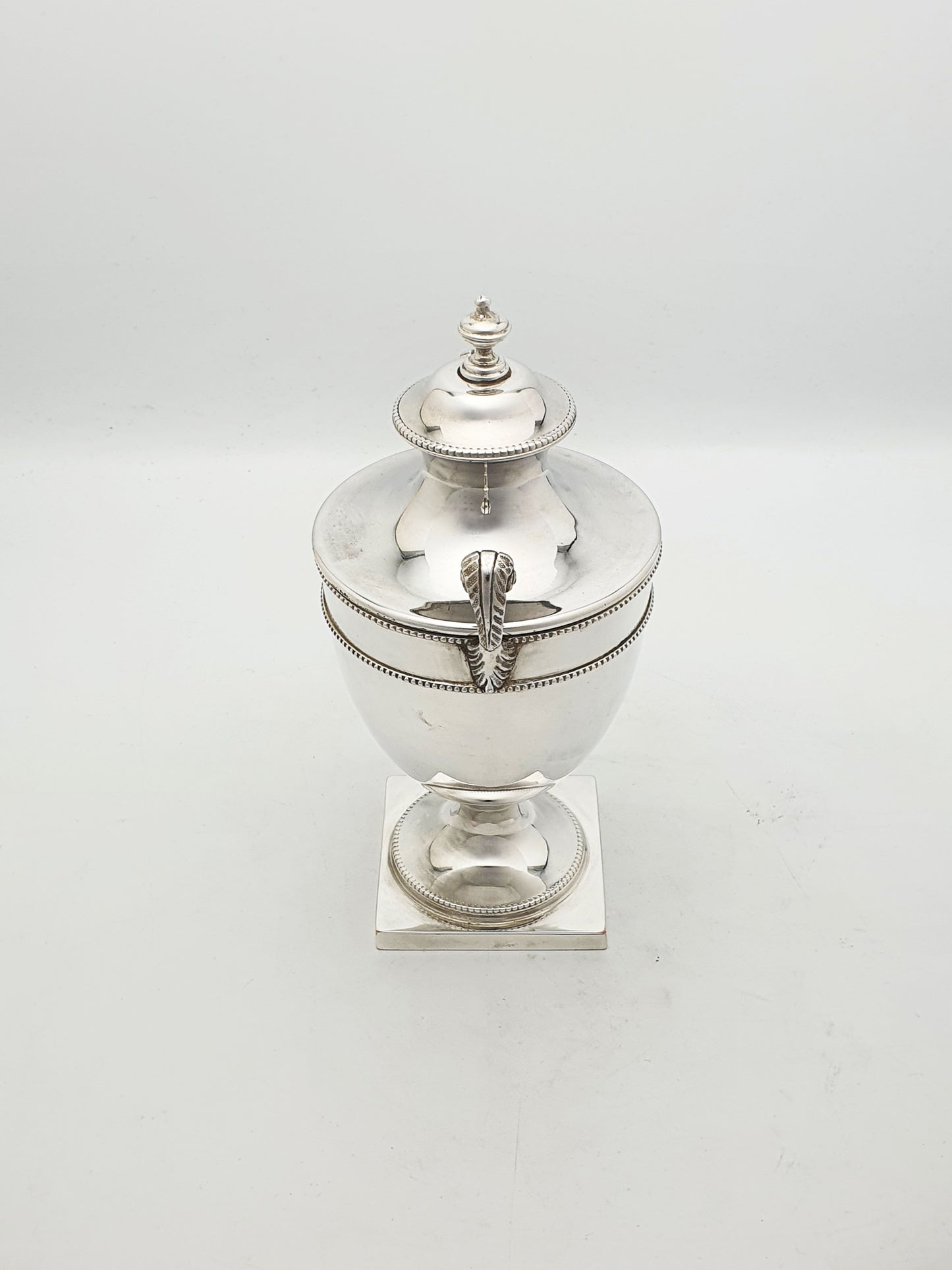 Antique Edwardian Silver-Plated Neoclassical Urn Style Tea Caddy with Spoon – circa 1905