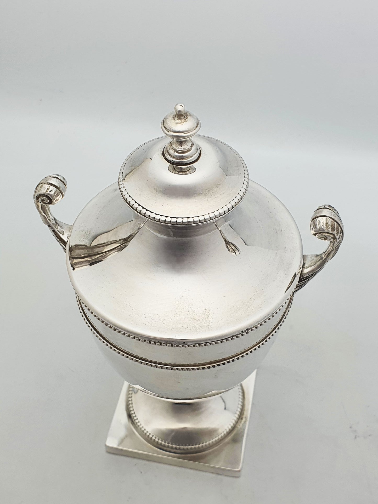 Antique Edwardian Silver-Plated Neoclassical Urn Style Tea Caddy with Spoon – circa 1905