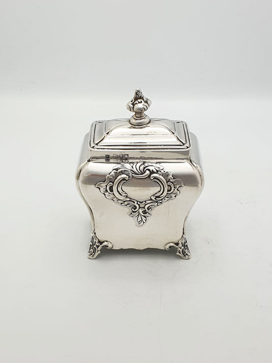 Superb Antique Victorian Sterling Silver Tea Caddy - London, 1895