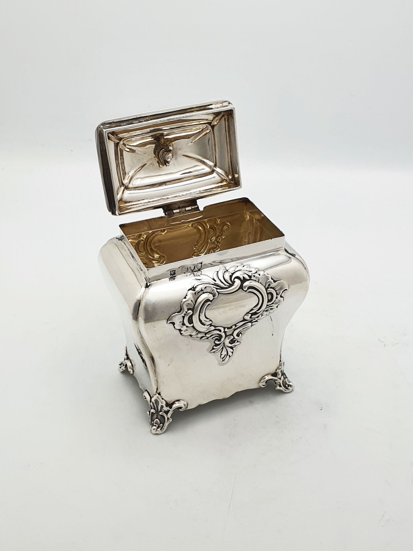 Superb Antique Victorian Sterling Silver Tea Caddy - London, 1895