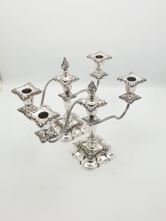 Lovely Pair of Antique Mappin & Webb Three-Light Candelabra – circa 1920