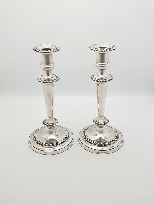 Nice Pair of Antique Silver-Plated Neoclassical Style Candlesticks – circa 1920