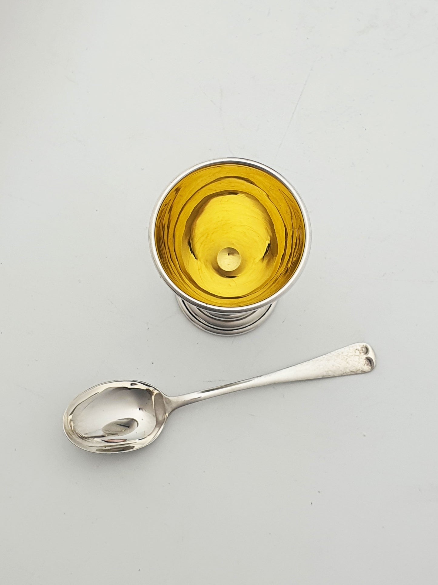 Lovely Cased Vintage Sterling Silver Egg Cup & Spoon Set - 1949