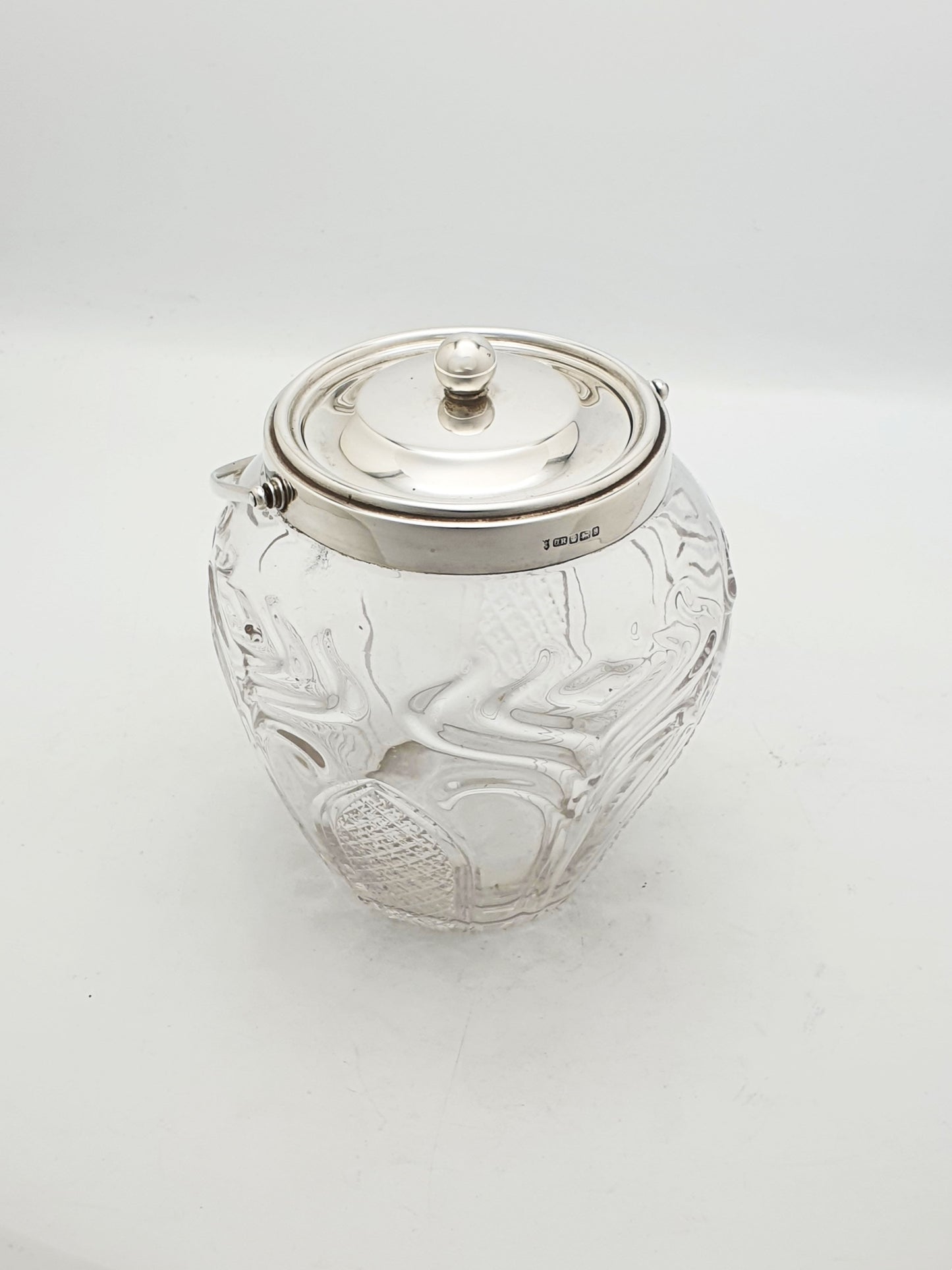 Antique Cut Glass and Sterling Silver Biscuit Barrel - 1896