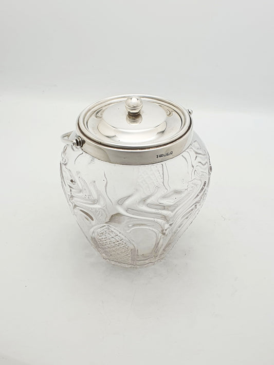 Antique Cut Glass and Sterling Silver Biscuit Barrel - 1896