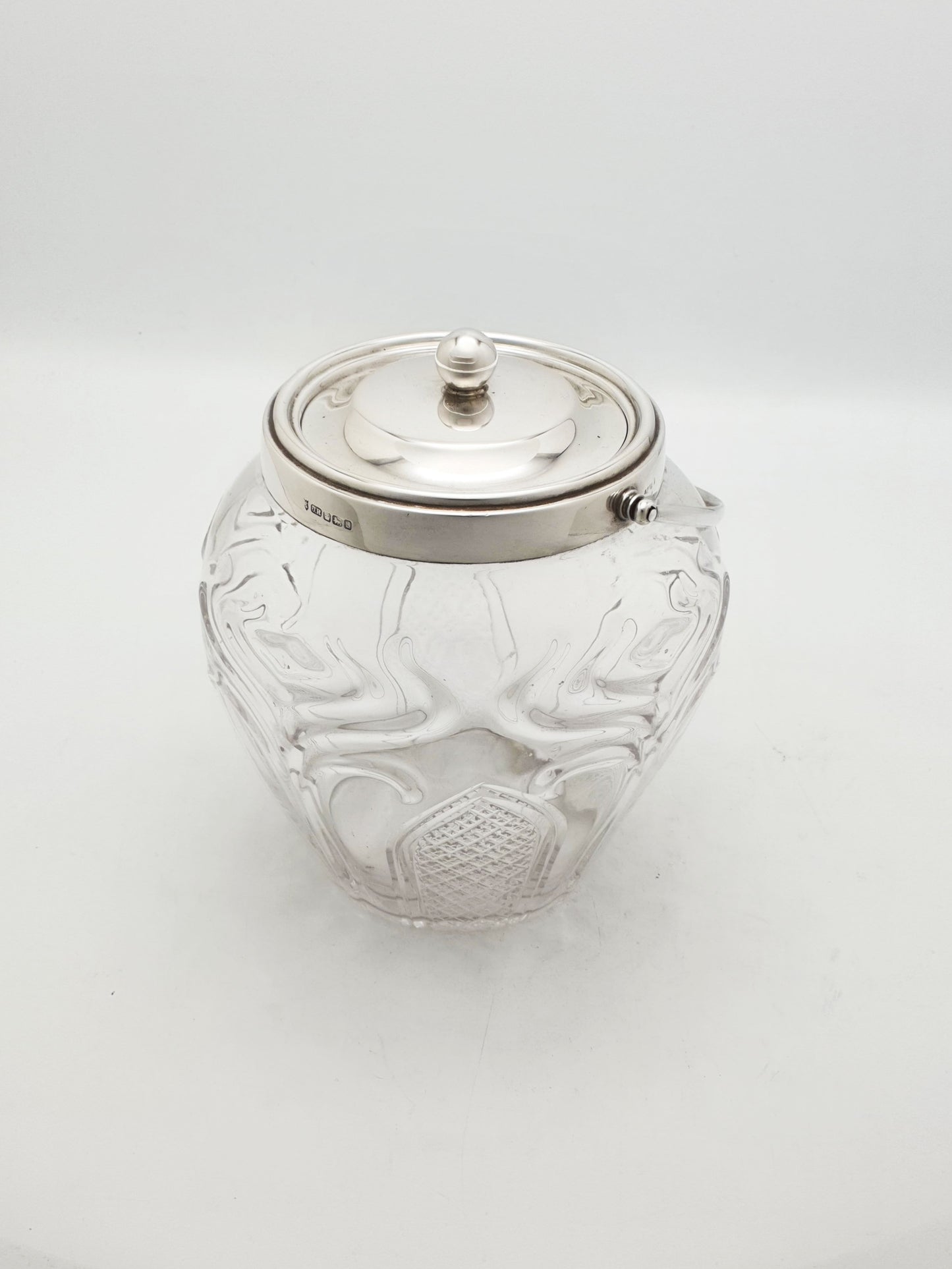 Antique Cut Glass and Sterling Silver Biscuit Barrel - 1896