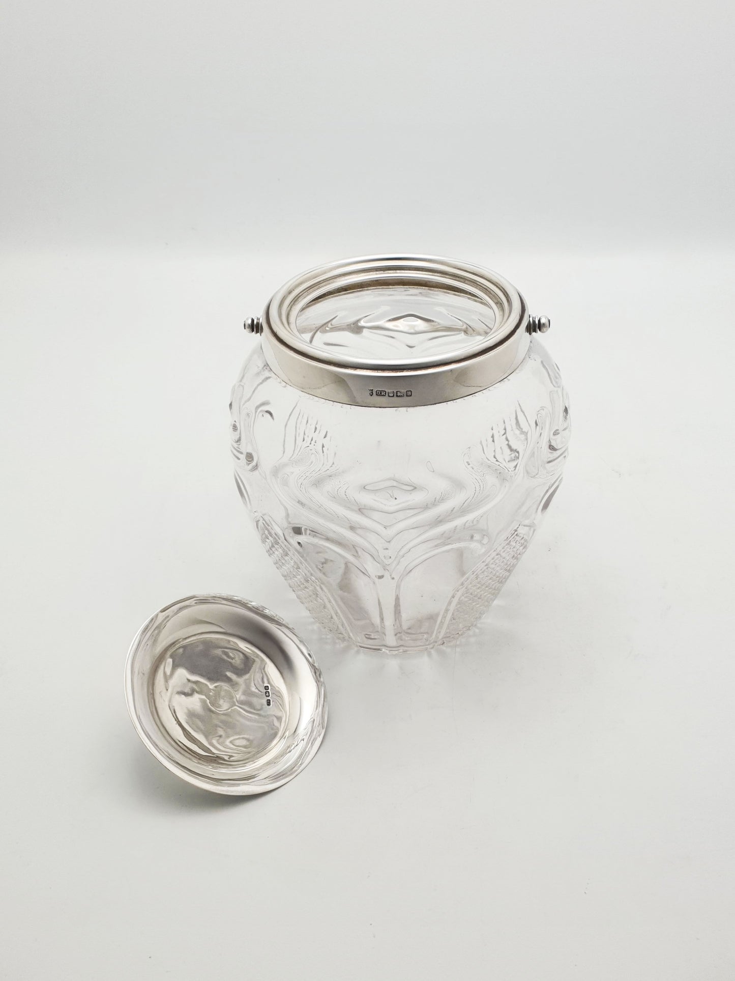 Antique Cut Glass and Sterling Silver Biscuit Barrel - 1896
