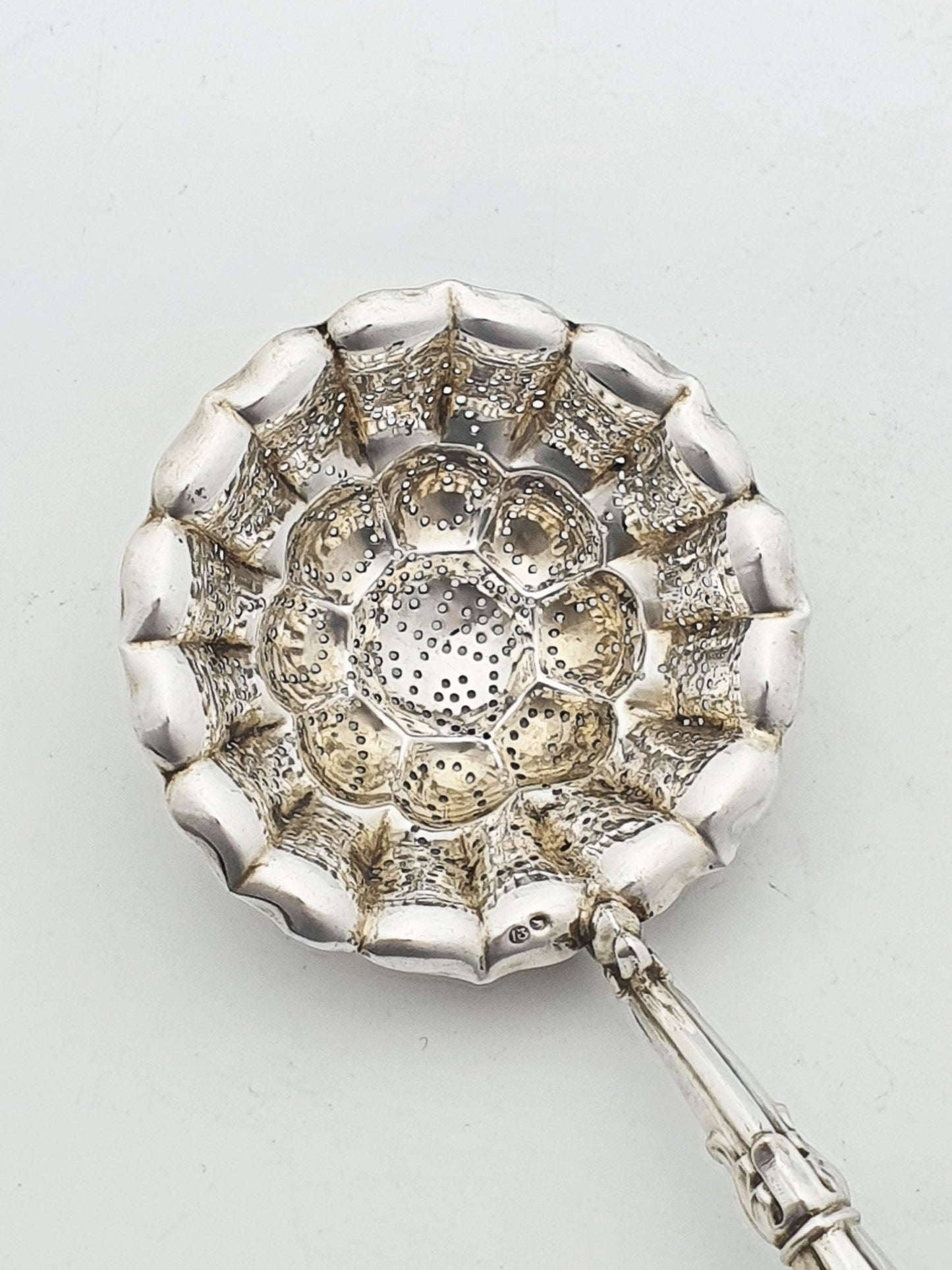 Lovely Continental Silver Tea Strainer with Turned Wooden Handle – circa 1880