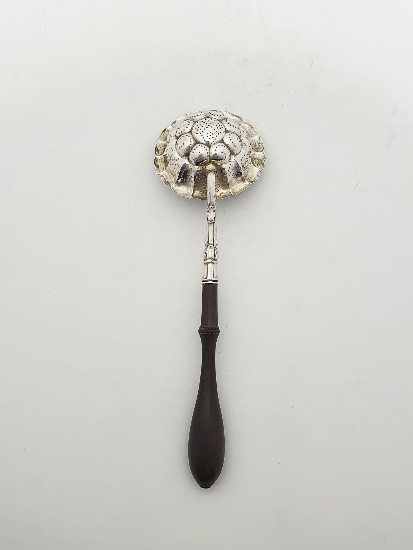 Lovely Continental Silver Tea Strainer with Turned Wooden Handle – circa 1880