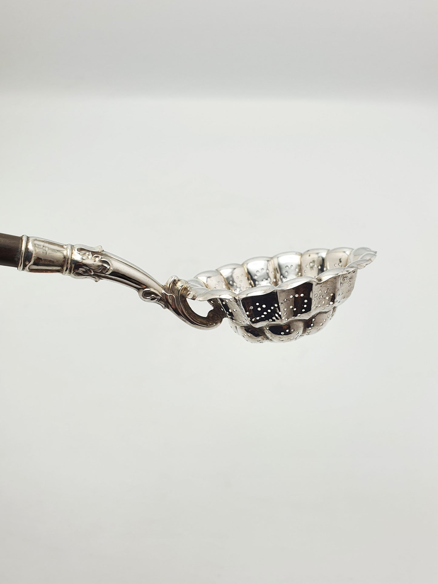 Lovely Continental Silver Tea Strainer with Turned Wooden Handle – circa 1880