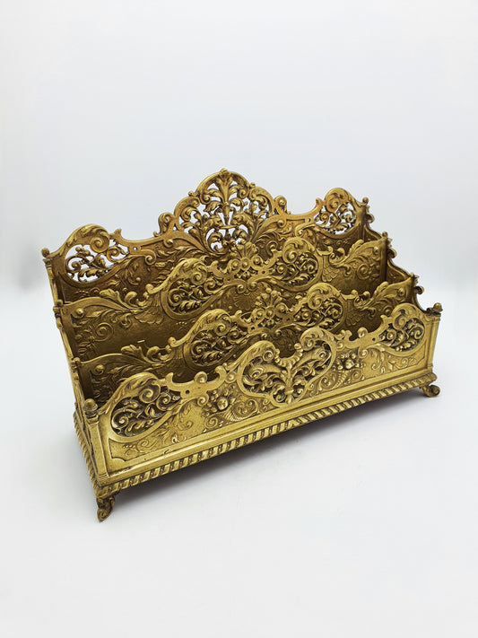 Magnificent Grand Tour Brass Rococo Revival Letter Rack – circa 1860