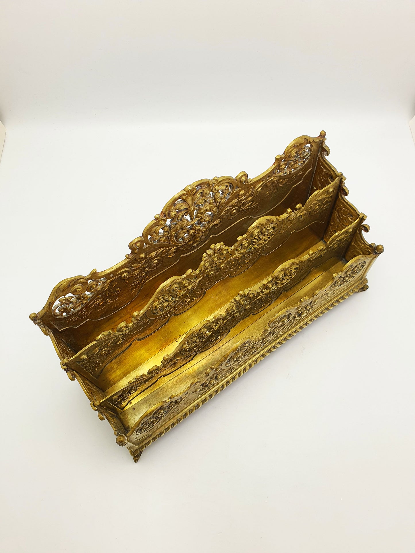 Magnificent Grand Tour Brass Rococo Revival Letter Rack – circa 1860