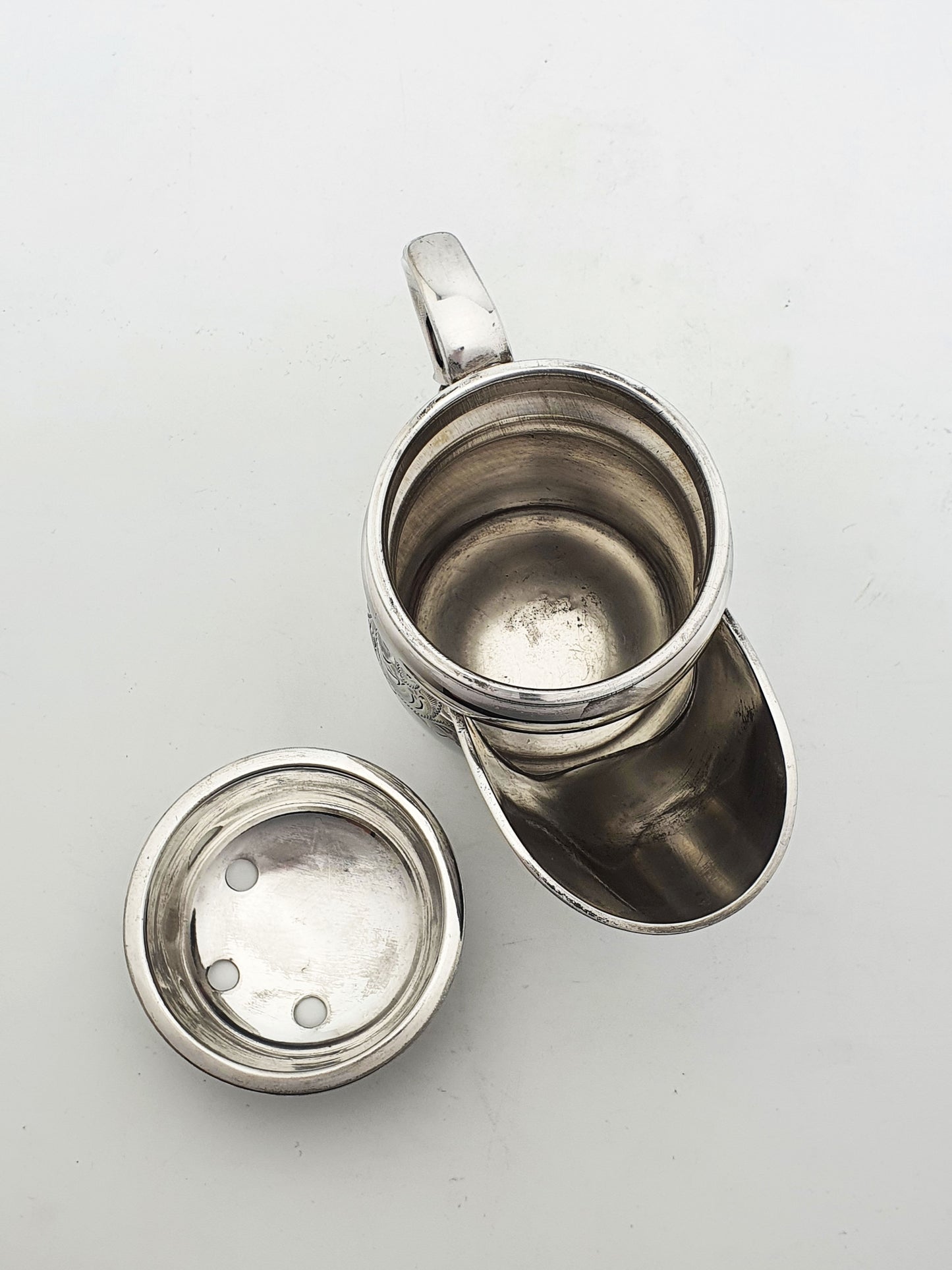 Antique Victorian Silver-Plated Shaving Mug with Removable Soap Tray – circa 1880