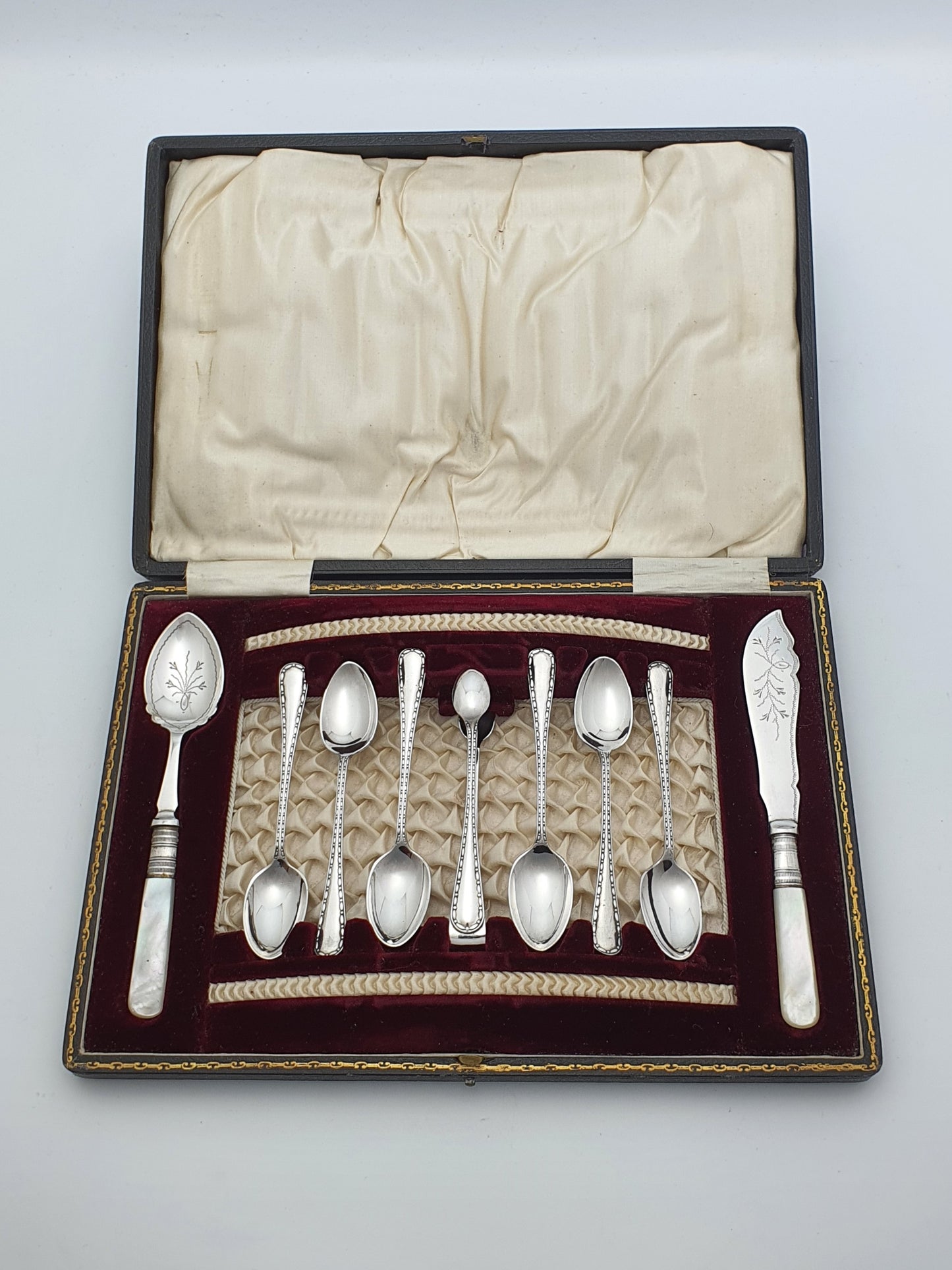 Antique Edwardian Silver-Plated & Mother-of-Pearl Tea Service Set – circa 1905