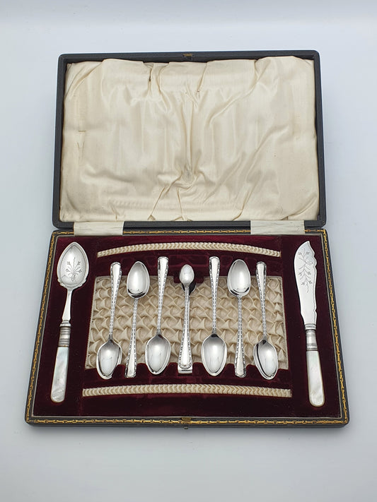 Antique Edwardian Silver-Plated & Mother-of-Pearl Tea Service Set – circa 1905