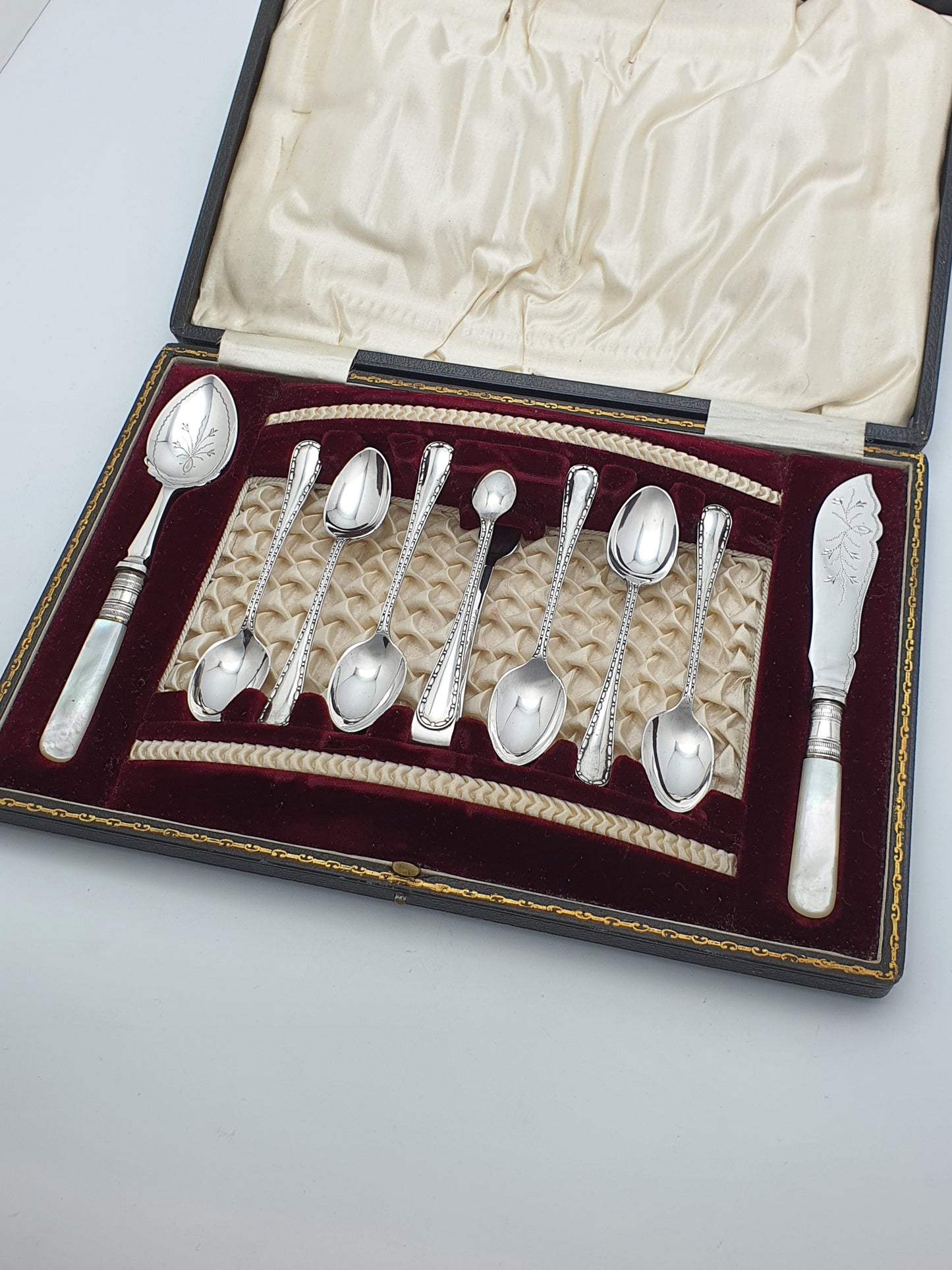 Antique Edwardian Silver-Plated & Mother-of-Pearl Tea Service Set – circa 1905