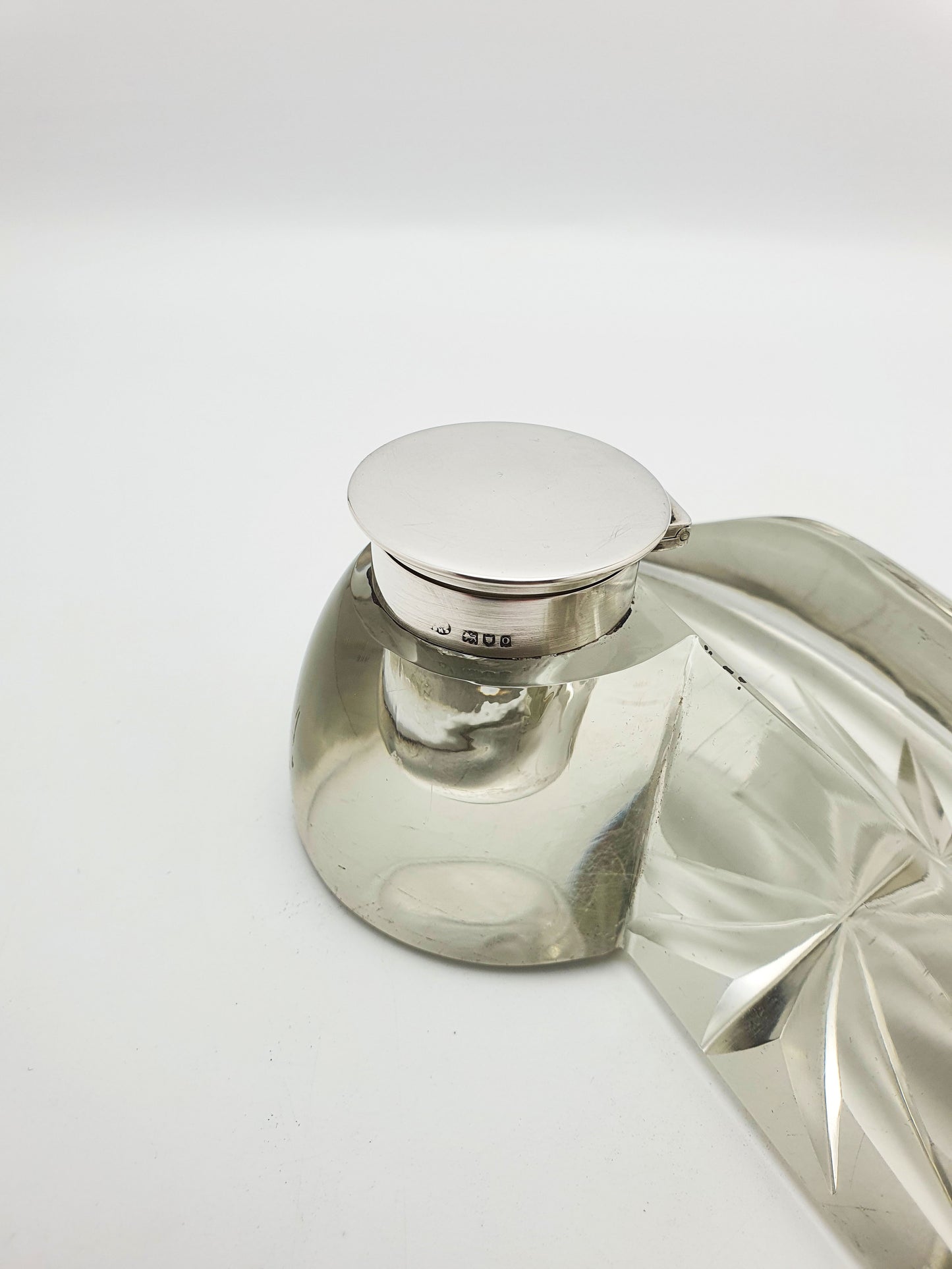 Antique Edwardian Cut Glass & Silver-Top Double Inkstand – London, 1909