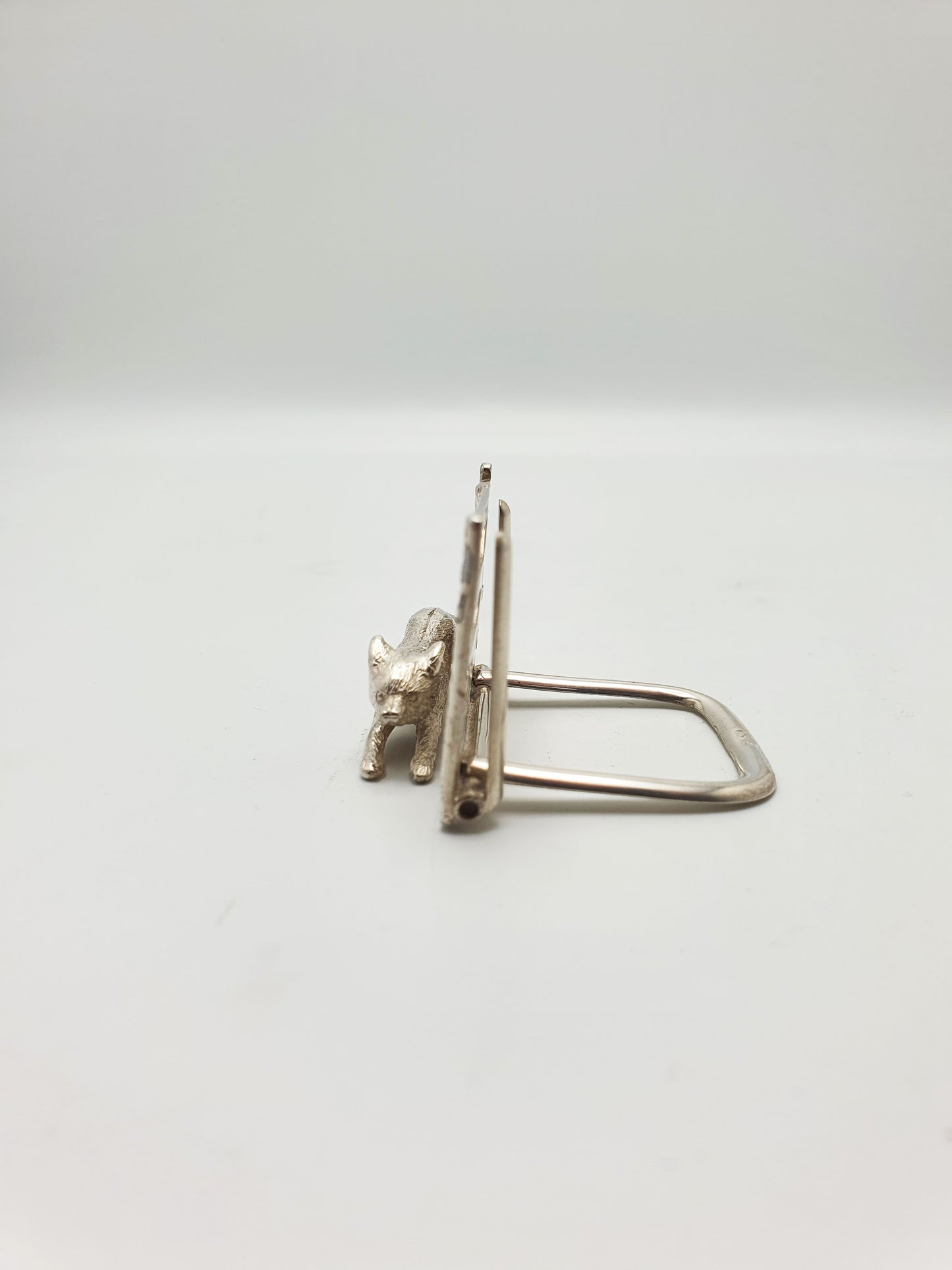 Pair of Antique Victorian Sterling Silver Fox & Gate Menu Holders - 1899