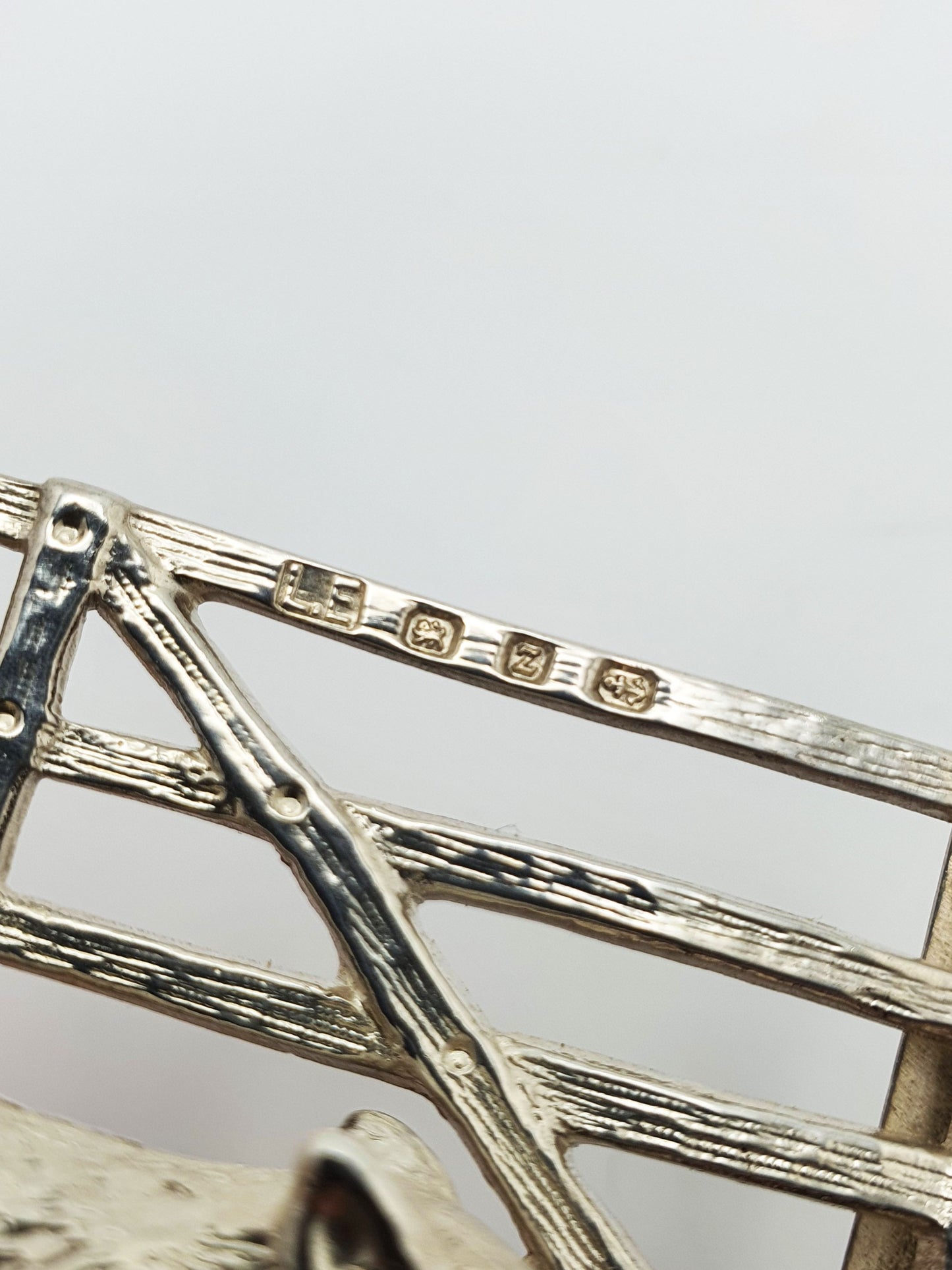 Pair of Antique Victorian Sterling Silver Fox & Gate Menu Holders - 1899