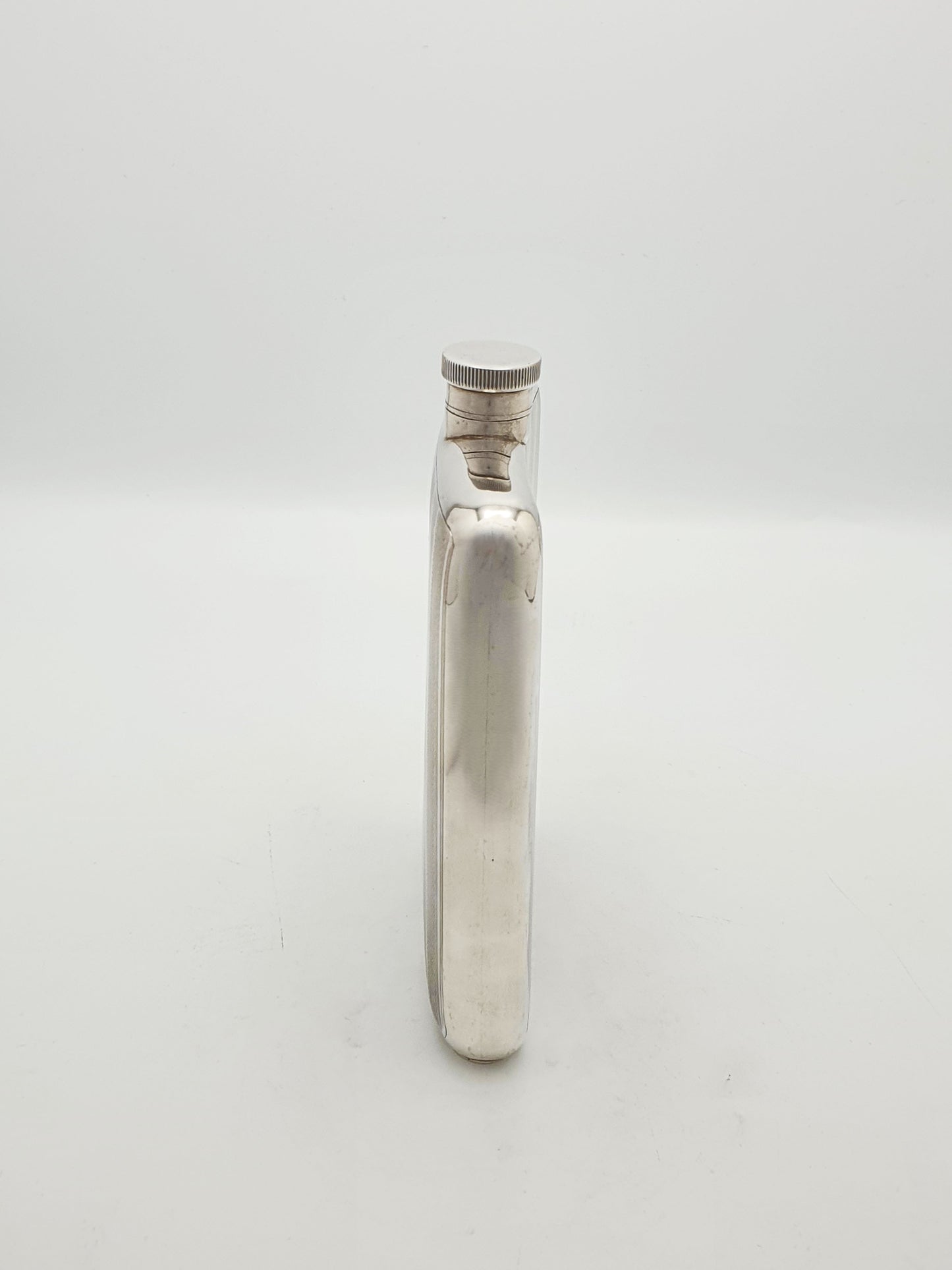 Elegant Large Art Deco Sterling Silver Hip Flask - 1928