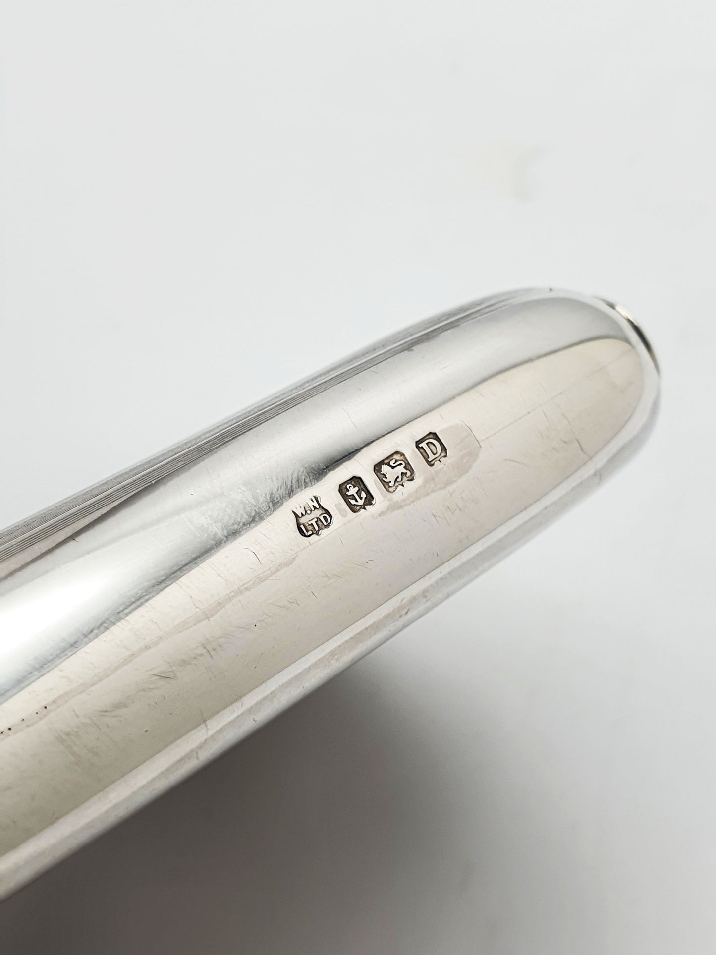 Elegant Large Art Deco Sterling Silver Hip Flask - 1928