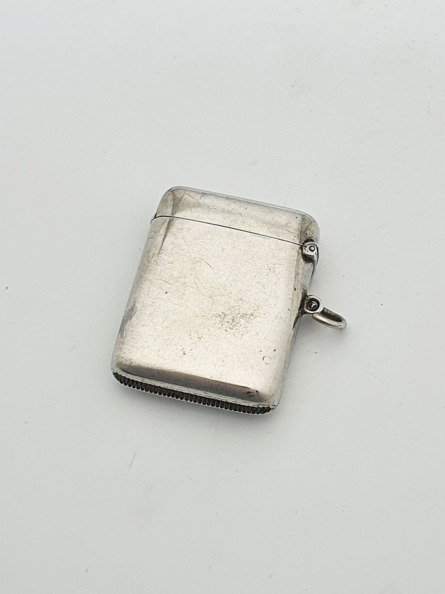 Antique Edwardian Sterling Silver Vesta Case with Enamel Crest - 1905