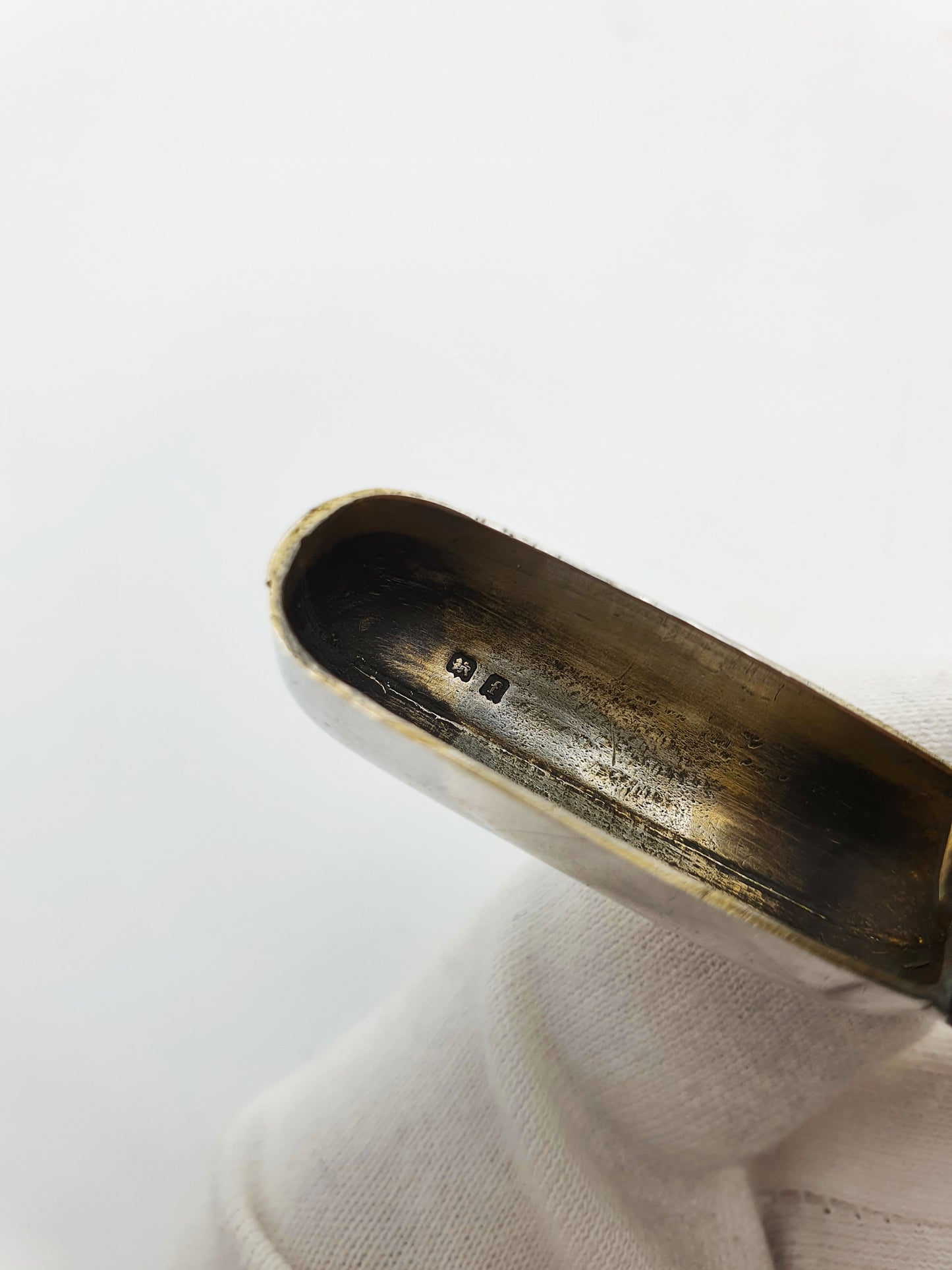 Antique Edwardian Sterling Silver Vesta Case with Enamel Crest - 1905