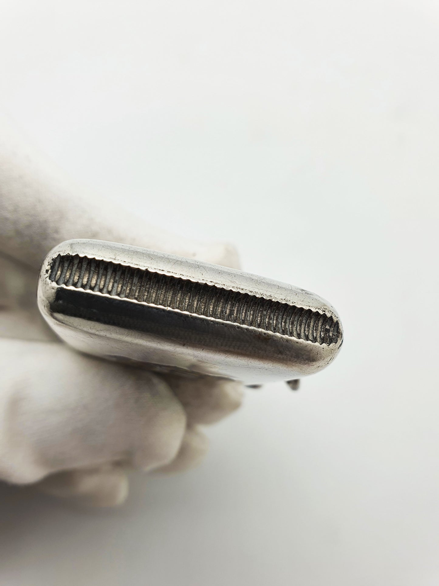 Antique Edwardian Sterling Silver Vesta Case with Enamel Crest - 1905