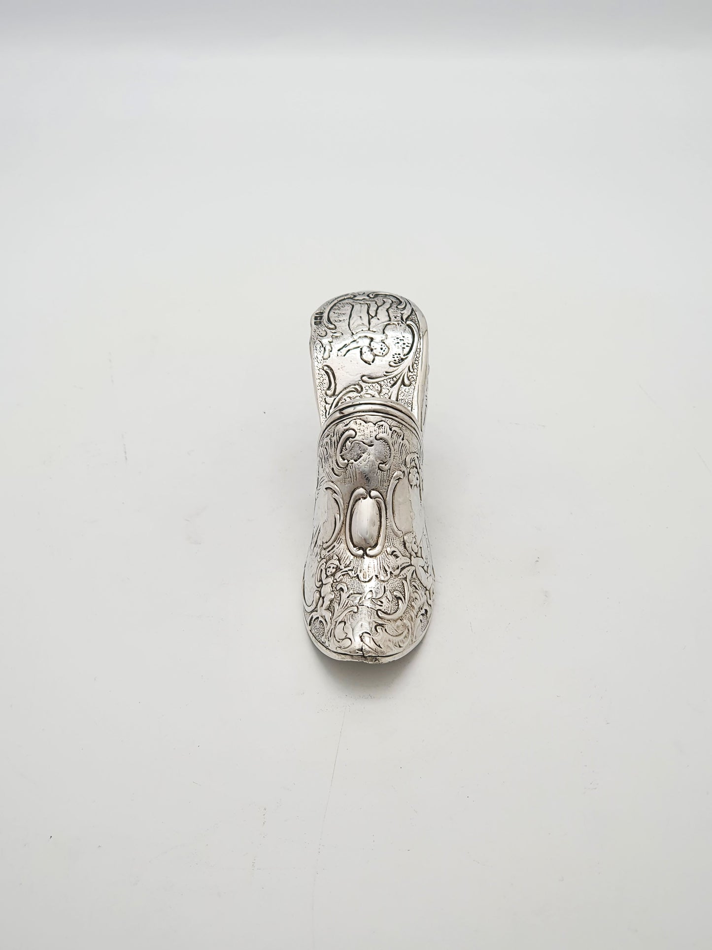 Unusual Antique Victorian Sterling Silver Shoe Shaped Box - 1900