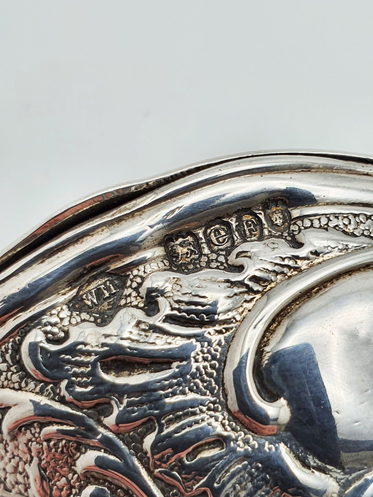 Unusual Antique Victorian Sterling Silver Shoe Shaped Box - 1900