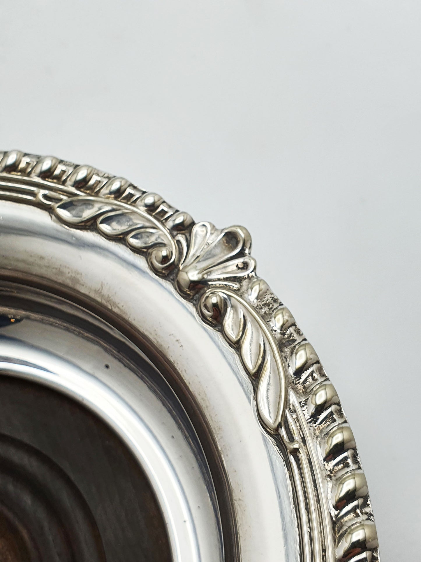 Pair of Antique Silver Plate & Mahogany Wine Bottle Coasters – circa 1920