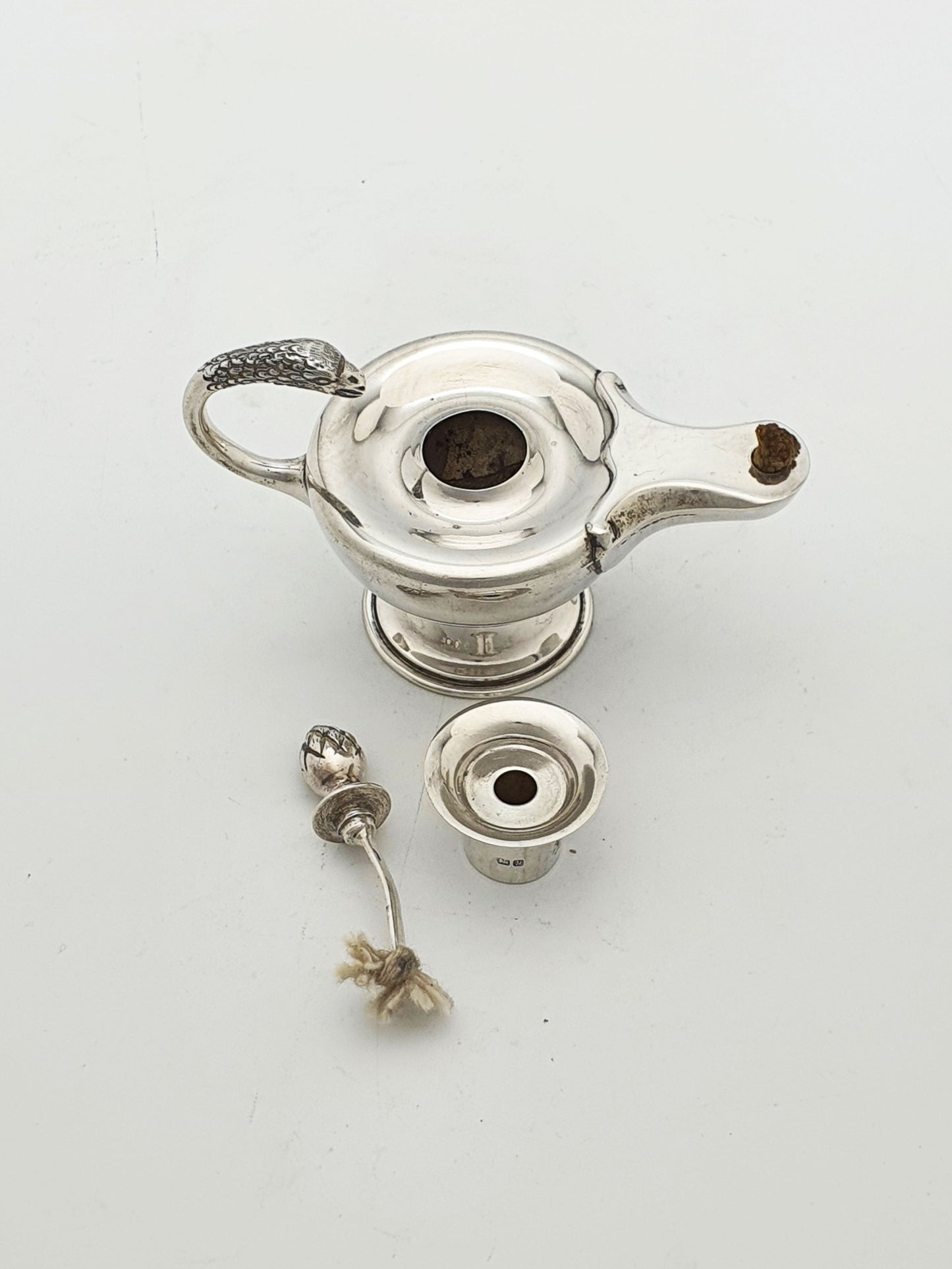 Antique Sterling Silver Table Lighter in the Form of a Classical Oil Lamp - 1924