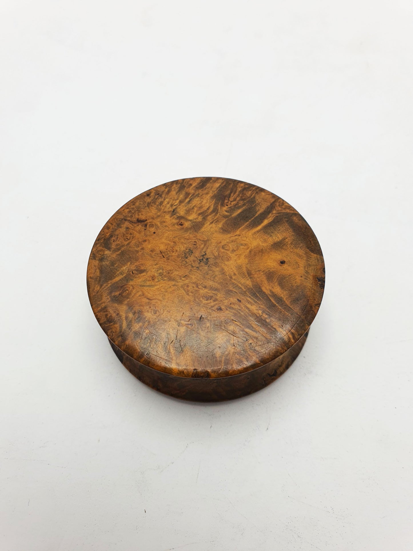 Antique Victorian Burr Walnut Snuff Box with Floral Inset – circa 1880