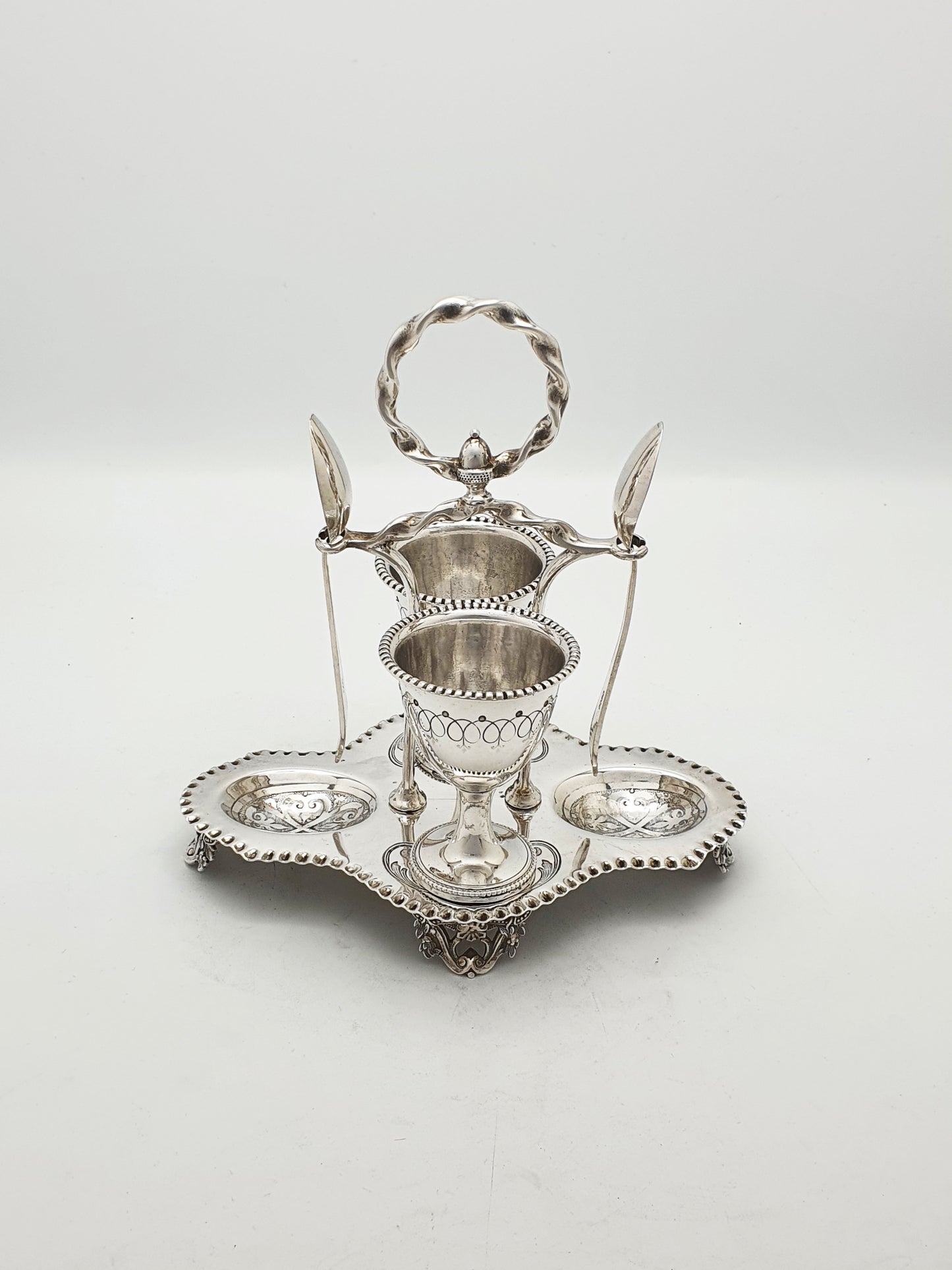 Antique Victorian Silver Plated Twin Egg Cup Cruet Set – circa 1890