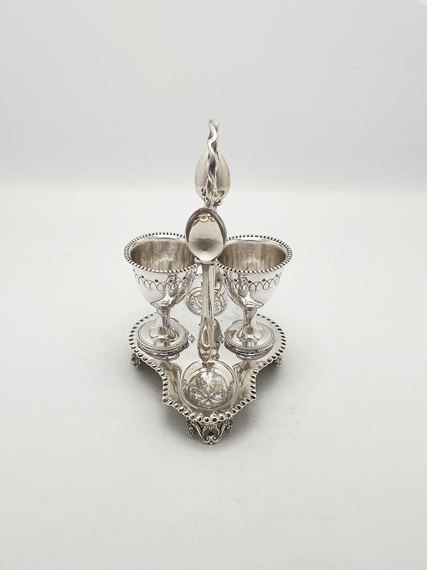 Antique Victorian Silver Plated Twin Egg Cup Cruet Set – circa 1890