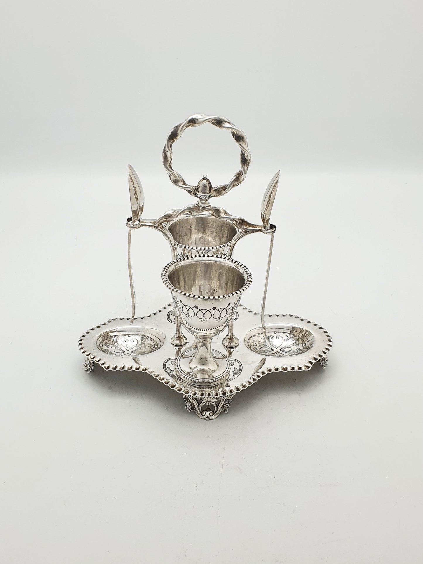 Antique Victorian Silver Plated Twin Egg Cup Cruet Set – circa 1890