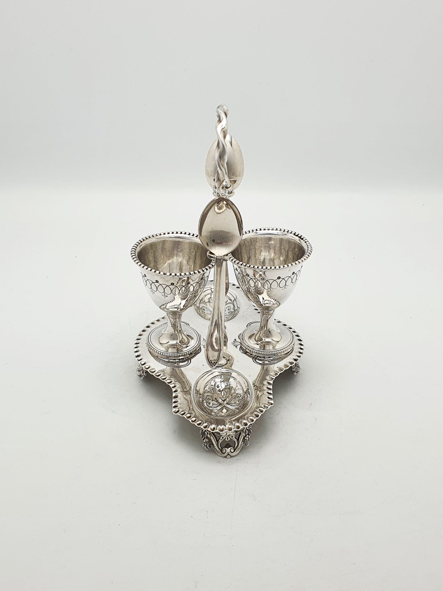 Antique Victorian Silver Plated Twin Egg Cup Cruet Set – circa 1890