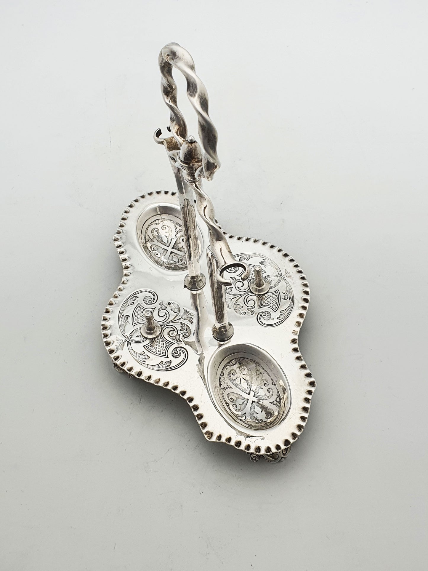 Antique Victorian Silver Plated Twin Egg Cup Cruet Set – circa 1890