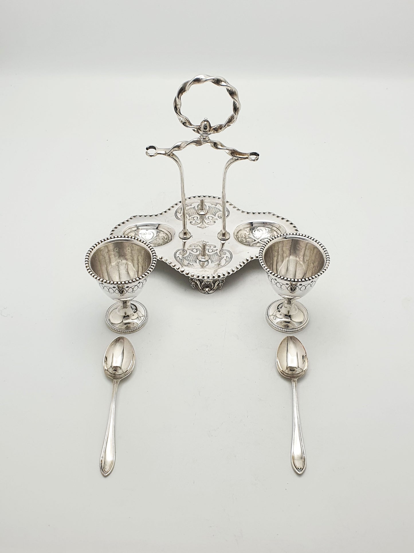 Antique Victorian Silver Plated Twin Egg Cup Cruet Set – circa 1890