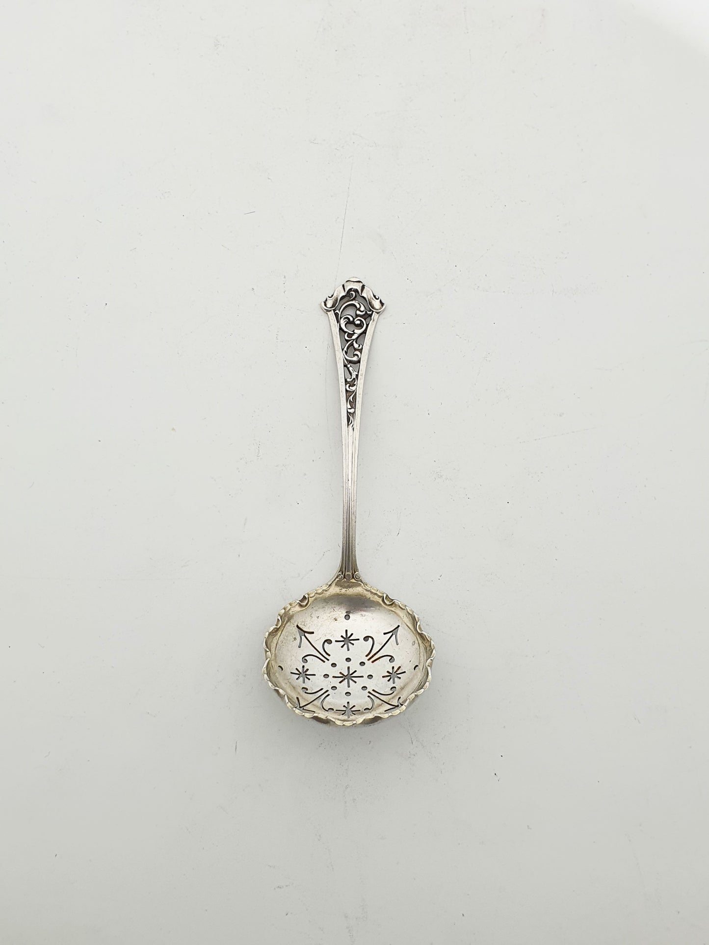 Antique Edwardian Sterling Silver Pierced Sugar Sifter Spoon - 1904