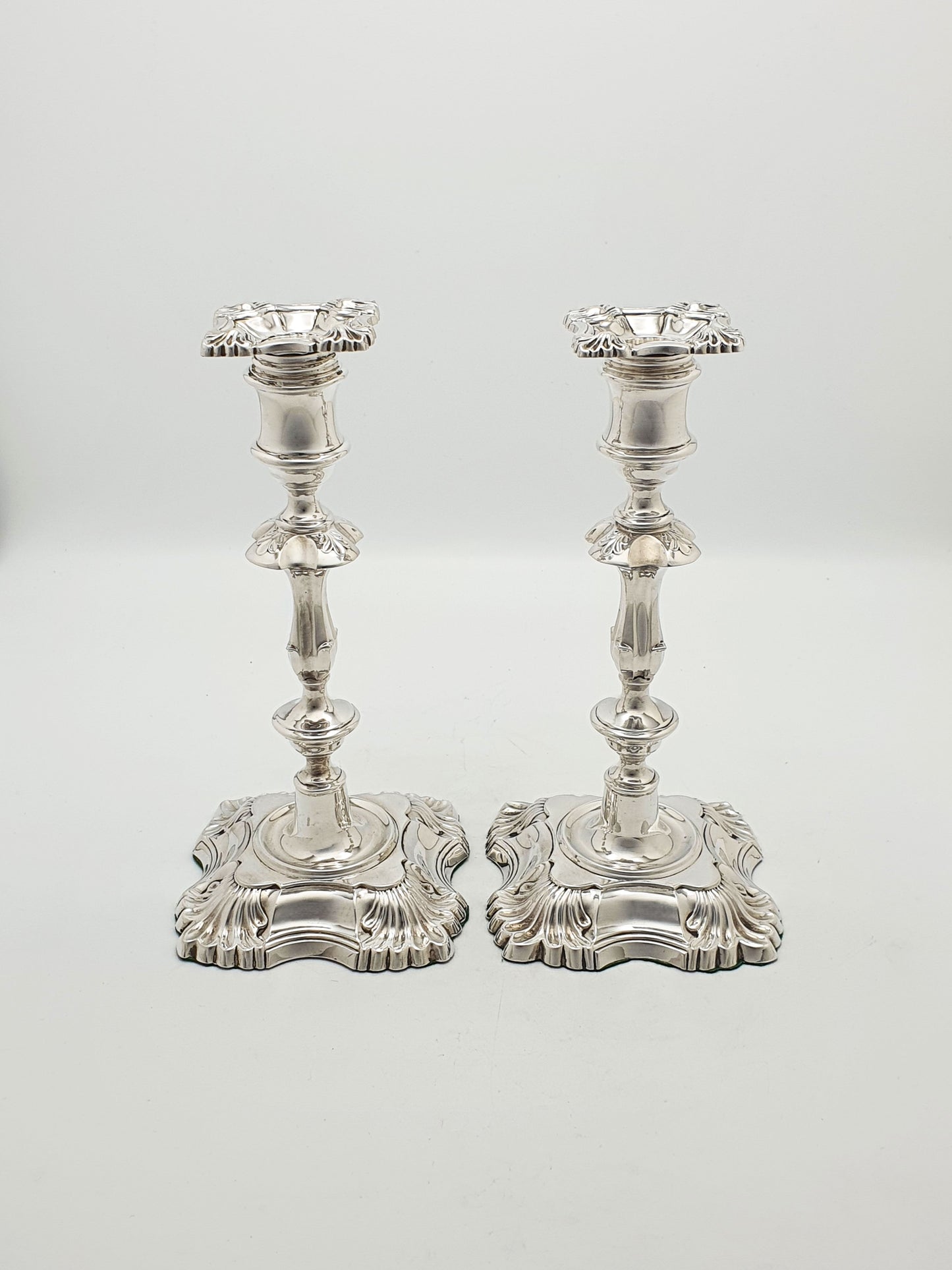 Stunning Pair of Antique Silver-Plated Rococo Revival Candlesticks – circa 1905